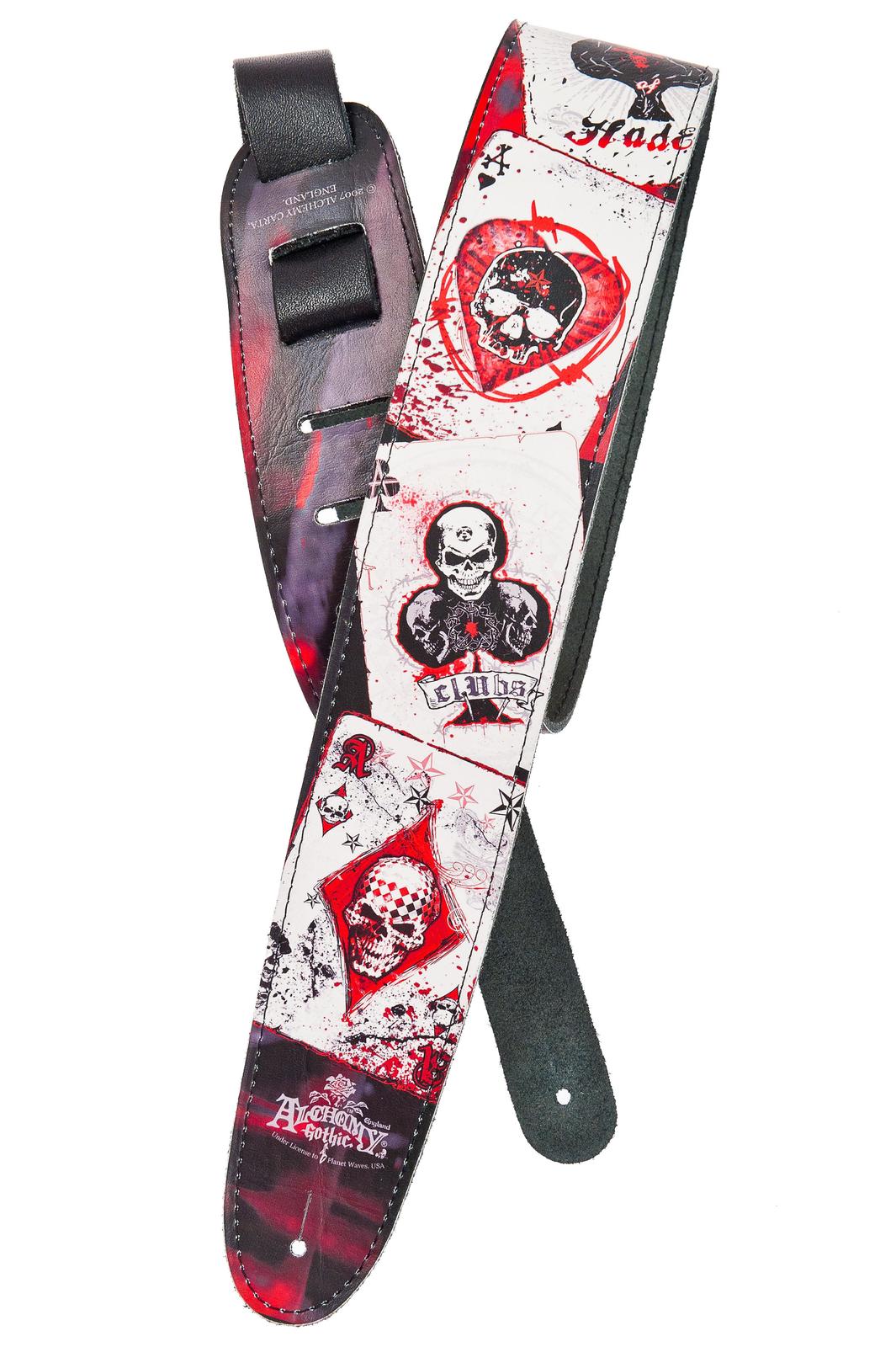 Planet Waves Alchemy Gothic Collection Leather Guitar Strap, Dead Draw