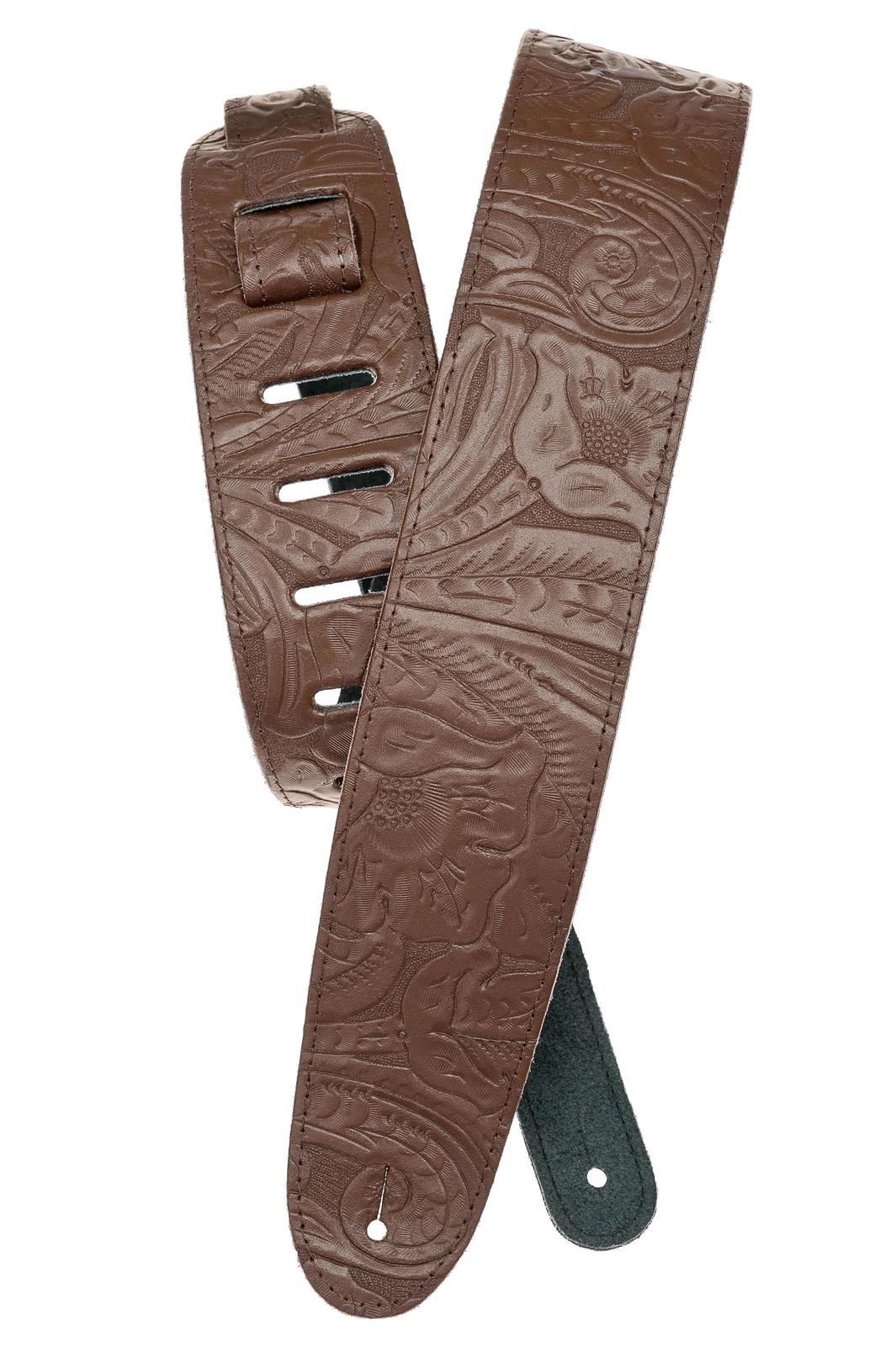 Planet Waves Embossed Leather Guitar Strap, Brown