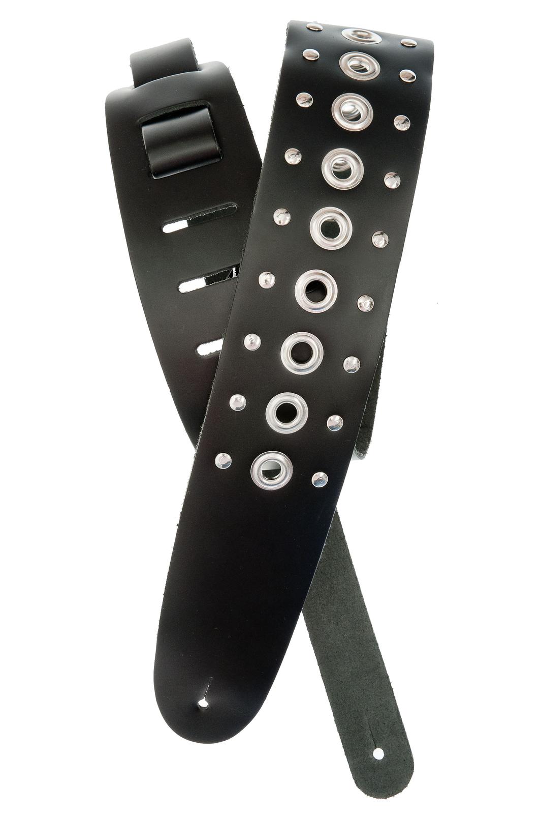 Planet Waves Metal Collection Leather Guitar Strap, Grommet 1