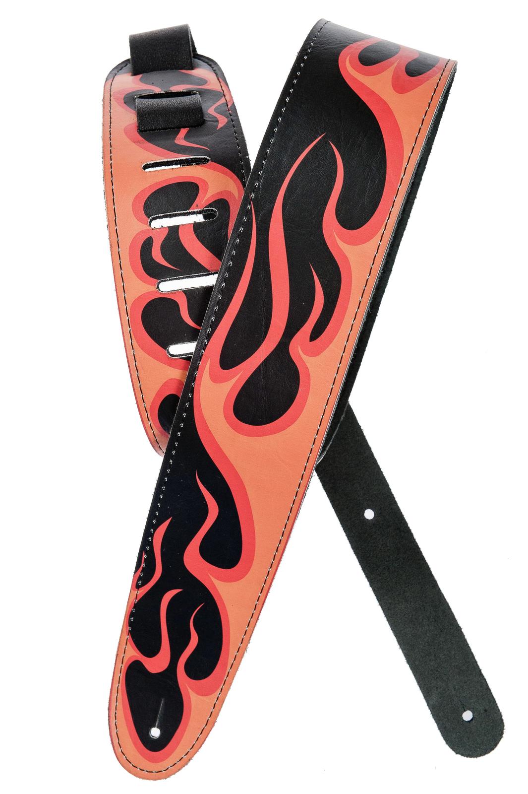 Planet Waves Hot Rod Collection Leather Guitar Strap, Flame