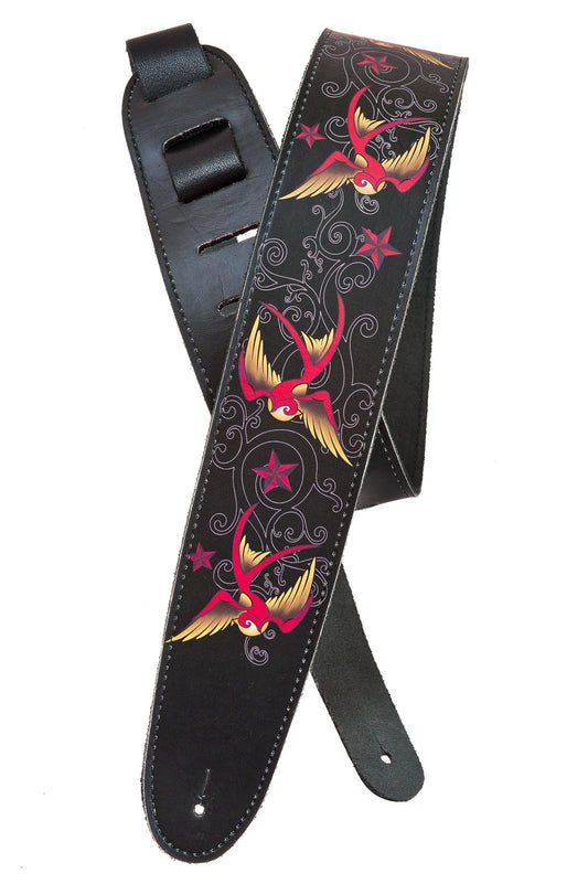 Planet Waves Lethal Threat Leather Guitar Strap, Rockingbird