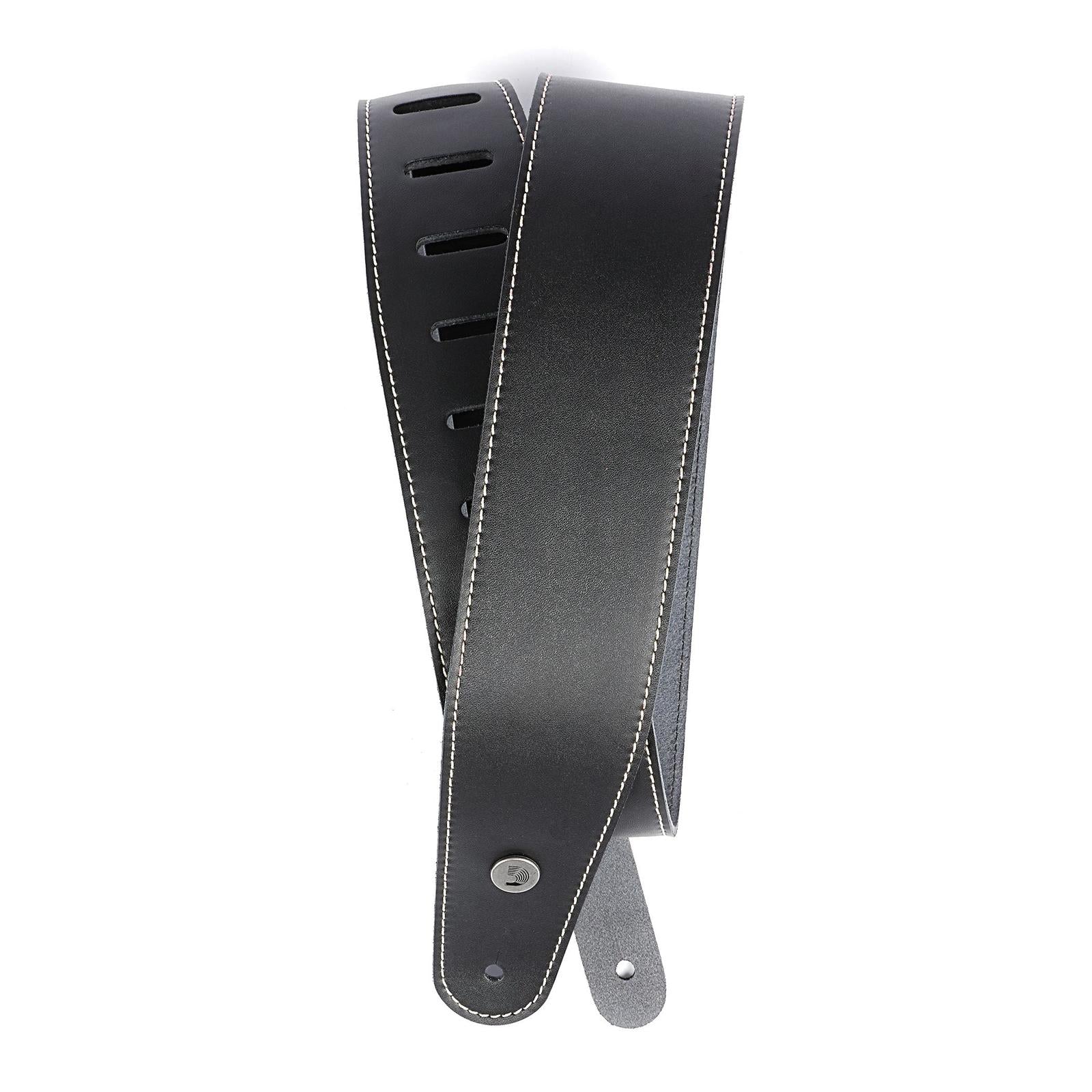 Planet Waves Classic Leather Guitar Strap with Contrast Stitch, Black
