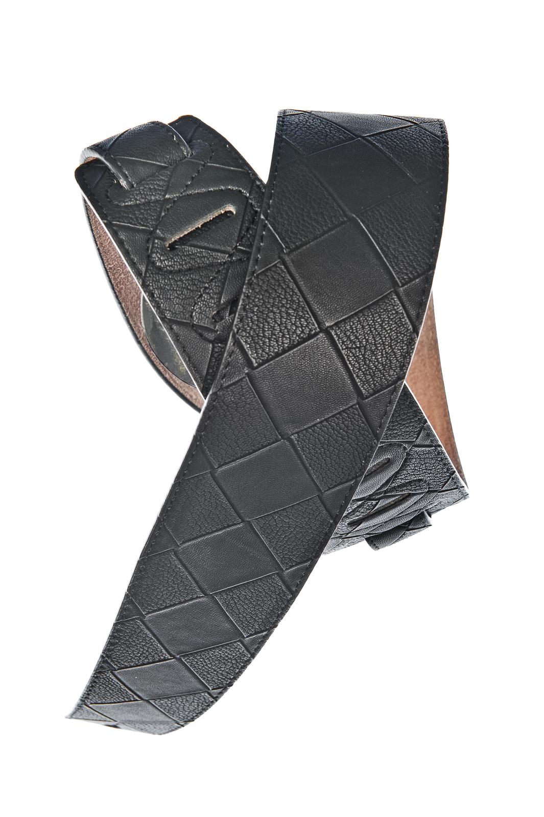 Planet Waves Large Basket Weave Leather Guitar Strap, Black