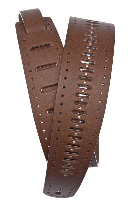 Planet Waves Vented Leather Guitar Strap, Brown Studs