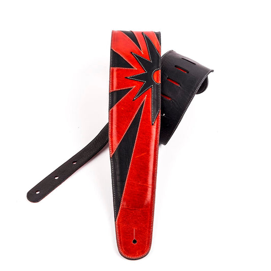 Crimson Burst - Premium Leather Guitar Strap, by D'Addario