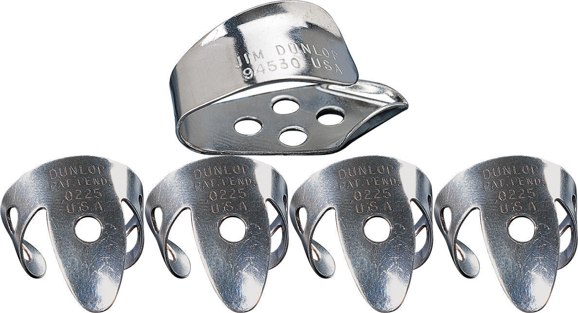 Jim Dunlop Nickel Silver: 1 x Thumb Pick & 4 x .015 IN Finger Picks, Guitar