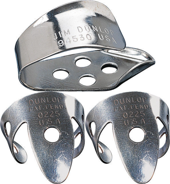 Jim Dunlop Nickel Silver: 1 x Thumb Pick & 2 x .0225 IN Finger Picks, Guitar