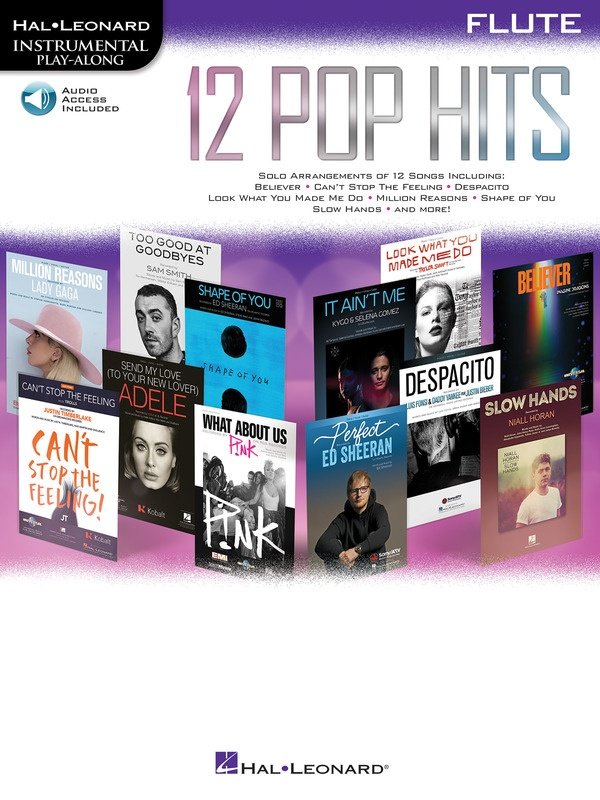 12 Pop Hits — Flute, Book/Online Audio (Hal Leonard)
