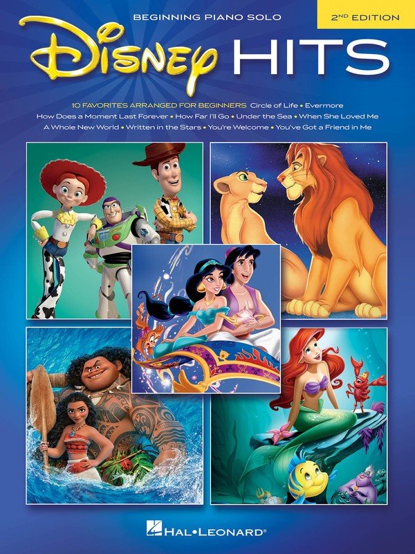 Disney Hits Beginning Piano Solo 2nd Edition - 32 Pages, Easy Piano with Lyrics, Hal Leonard