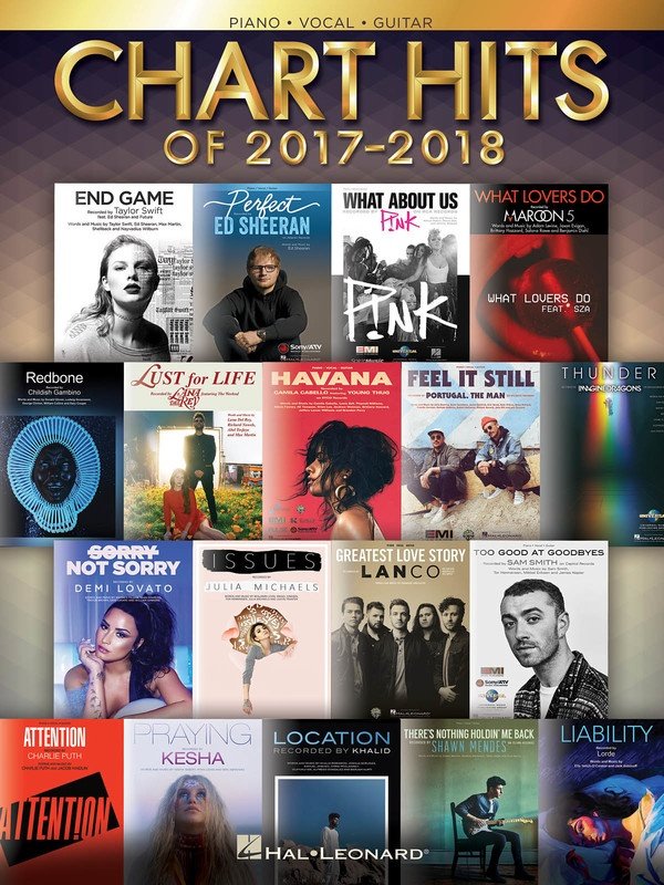 Chart Hits of 2017–2018 — Piano/Vocal/Guitar (Hal Leonard)