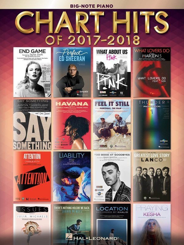 Chart Hits of 2017–2018 — Big Note Piano with Lyrics (Hal Leonard)