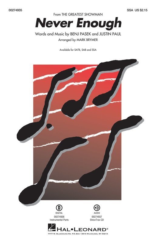 Never Enough (from The Greatest Showman) — SSA Choral (Hal Leonard)