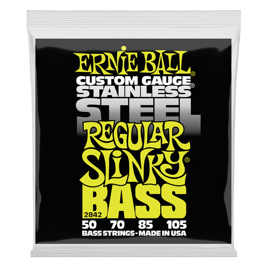 Ernie Ball Regular Slinky Stainless Steel Electric Bass Strings-50-105 Gauge