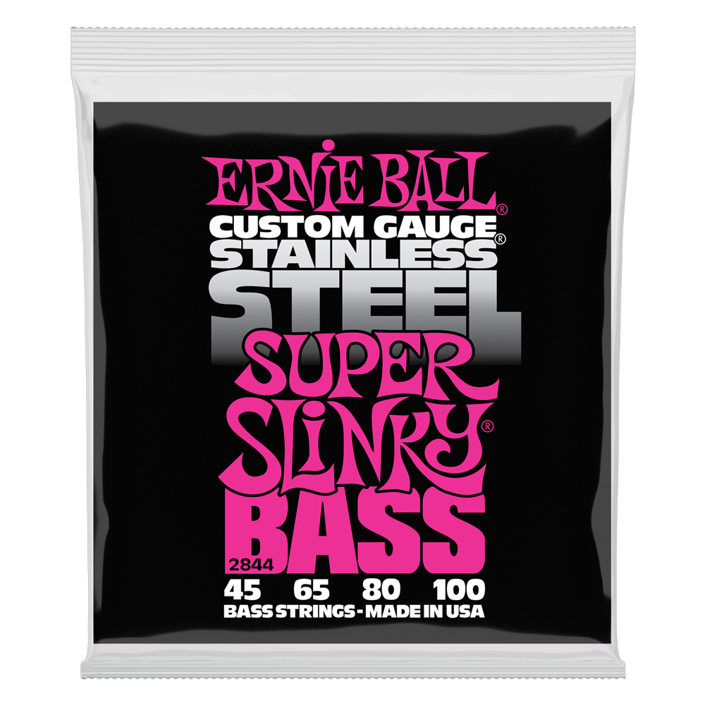 Ernie Ball Super Slinky Stainless Steel Electric Bass Strings-45-100 Gauge