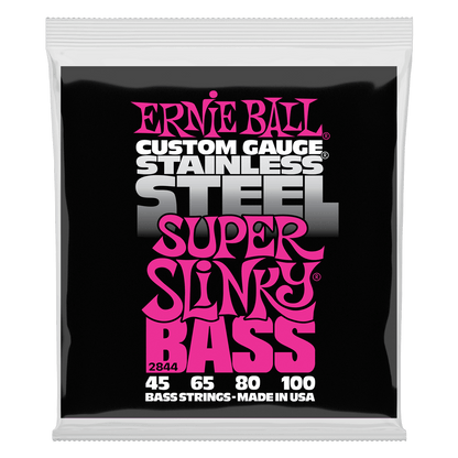 Ernie Ball Super Slinky Stainless Steel Electric Bass Strings-45-100 Gauge