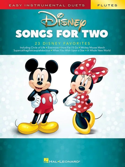 Disney Songs for Two Flutes - Easy Duet Arrangements for Flute - 48 Pages - Hal Leonard