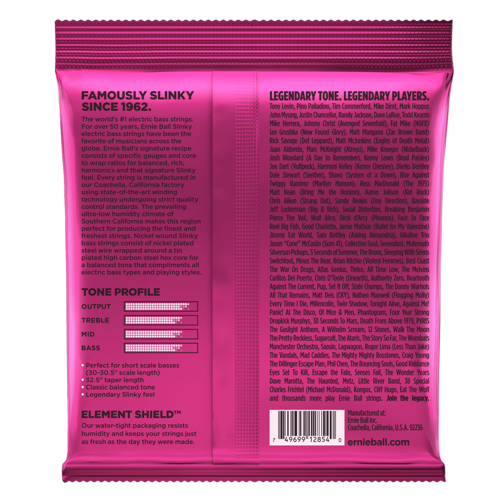 Ernie Ball Super Slinky Nickel Wound Short Scale Bass Strings-45-100 Gauge — view 2