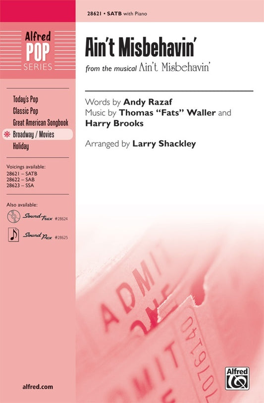 Aint Misbehavin SATB Arr. Shackley Choral Sheet Music