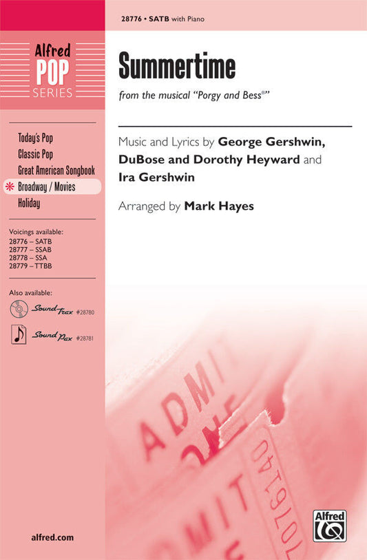 Summertime from Porgy and Bess SATB Choral Sheet Music