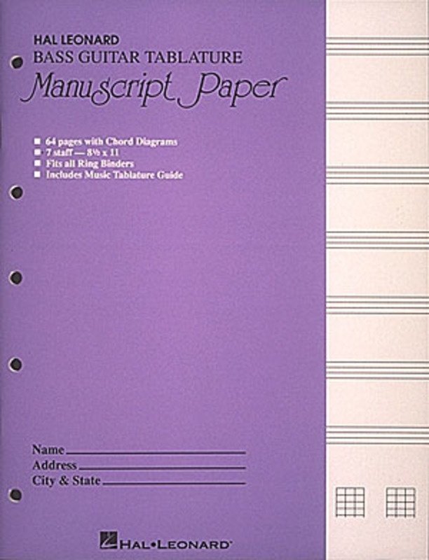 Bass Guitar Manuscript Paper — TAB (Hal Leonard)