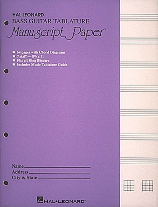 Bass Guitar Manuscript Paper — TAB (Hal Leonard)
