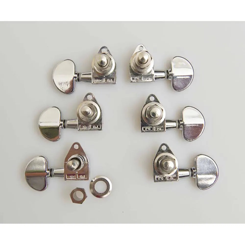 Chrome 3/3 Guitar Machine Heads Set - Enclosed Geared, Economical, Made in Taiwan
