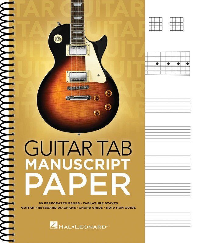 Guitar Tab Manuscript Paper Booklet - 80 Pages, Tablature Staves, Chord Grids, Notation Guide, 8.5 x 11 Inches, Hal Leonard
