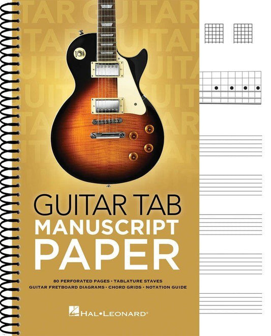 Guitar Tab Manuscript Paper Booklet - 80 Pages, Tablature Staves, Chord Grids, Notation Guide, 8.5 x 11 Inches, Hal Leonard