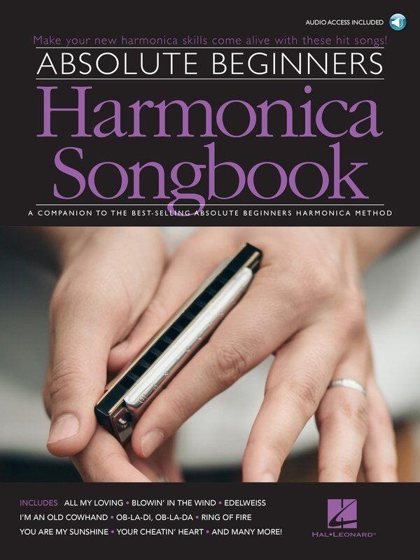 Absolute Beginners Harmonica Songbook by Hal Leonard, 64 Pages, Includes Demo and Backing Tracks