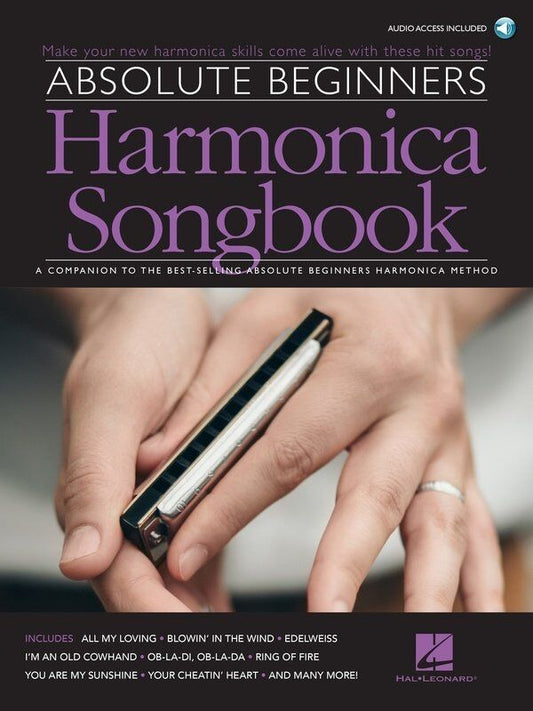 Absolute Beginners Harmonica Songbook by Hal Leonard, 64 Pages, Includes Demo and Backing Tracks