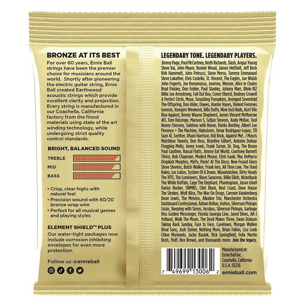 Ernie Ball Earthwood Extra Light 80/20 Bronze Acoustic Guitar Strings 3-Pack 10-50 — view 2