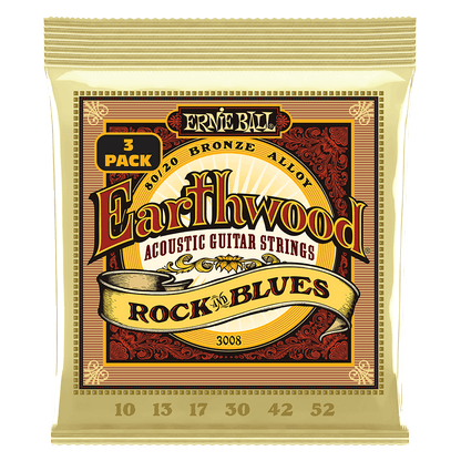 Ernie Ball Earthwood R&B w/ Plain G 80/20 Bronze Acoustic Guitar Strings 3-Pack 10-52