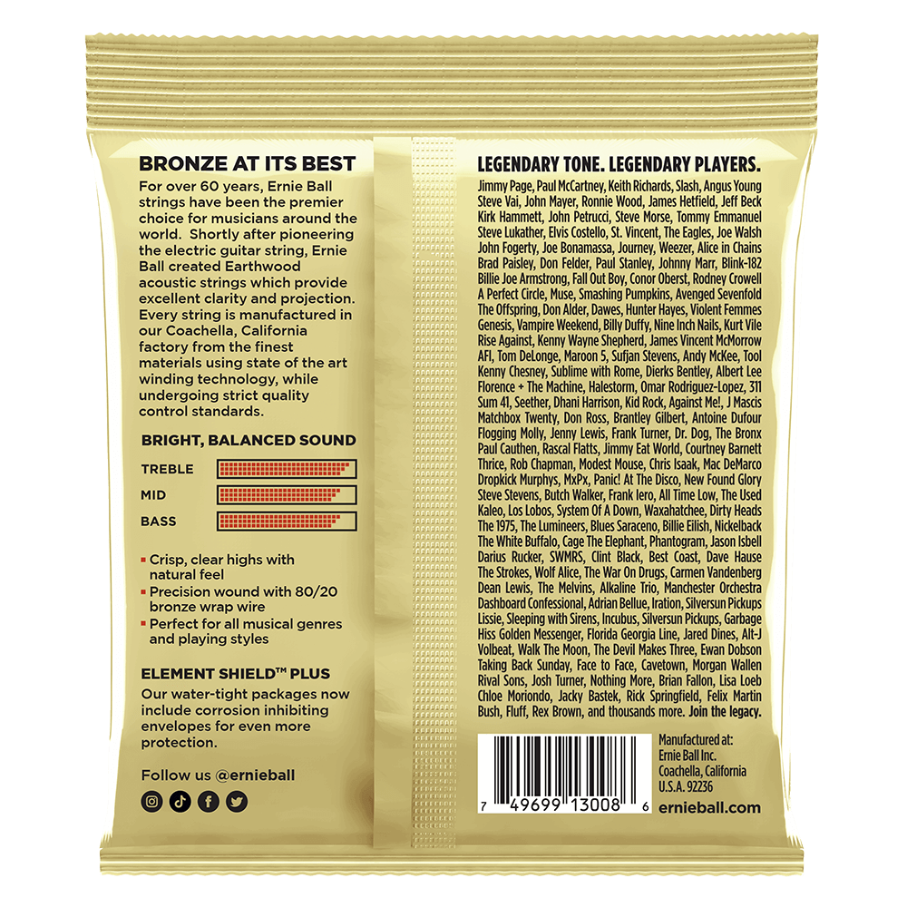 Ernie Ball Earthwood R&B w/ Plain G 80/20 Bronze Acoustic Guitar Strings 3-Pack 10-52 — view 2