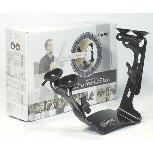 ErgoPlay Troster Guitar Thigh Rest - Adjustable Height & Angle, 125mm, Rubber Cushion, 4 Suction Cups, Made in Germany