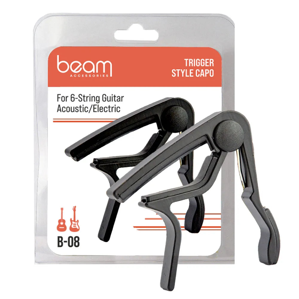 Beam Accessories B-08 Trigger Style Capo - Black for Acoustic or Electric Guitar