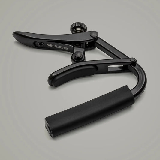 Shubb C1K Black Capo for Acoustic or Electric Guitars, Brass with Black Chrome Finish, Adjustable Pressure, Integrated Roller Design