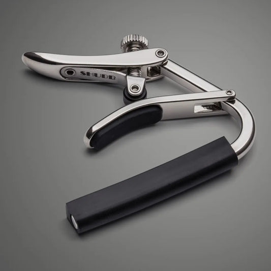 Shubb C3 Capo for 12-String Acoustic Guitar, Polished Nickel Finish, Adjustable Pressure, Integrated Roller Design