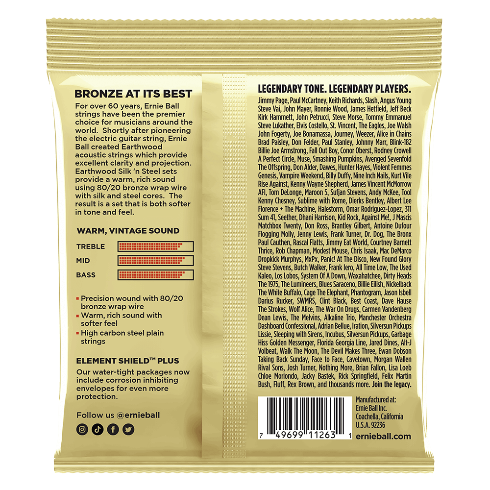 Ernie Ball Earthwood Silk and Steel Extra Soft 80/20 Bronze Acoustic Guitar Strings 3-Pack 10-50 — view 2