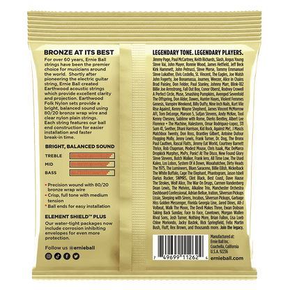 Ernie Ball Earthwood Folk Nylon, Clear and Gold w/Ball End, 80/20 Bronze Acoustic Guitar Strings 3-Pack 28-42 — view 2