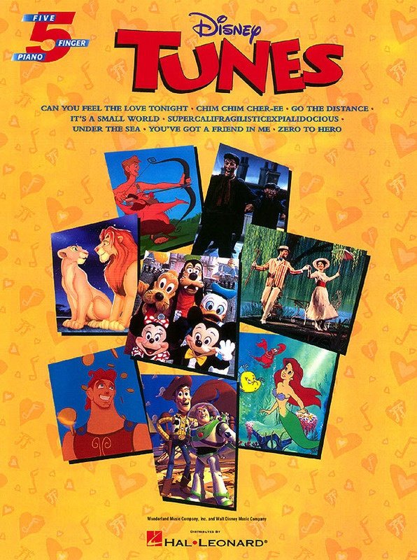 Disney Tunes for 5 Finger Piano with 8 songs including Can You Feel the Love Tonight and Supercalifragilisticexpialidocious
