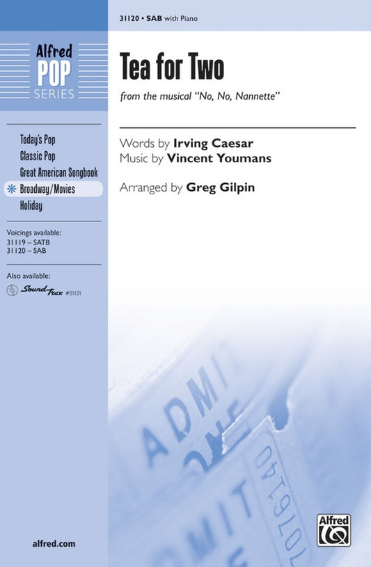 Tea for Two SAB Choral Sheet Music