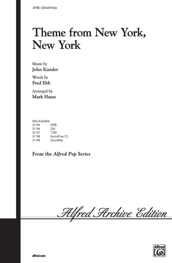 Theme from New York New York SSAB Choral Sheet Music