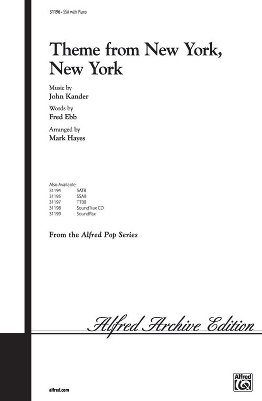 Theme from New York New York SSA Choral Sheet Music