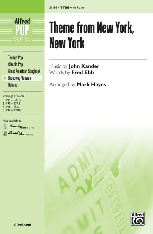 Theme from New York New York TTBB Choral Sheet Music