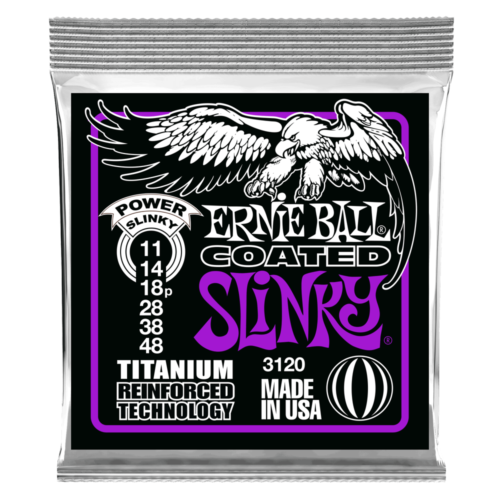 Ernie Ball Power Slinky Coated Titanium RPS Electric Guitar Strings 11-48 Gauge