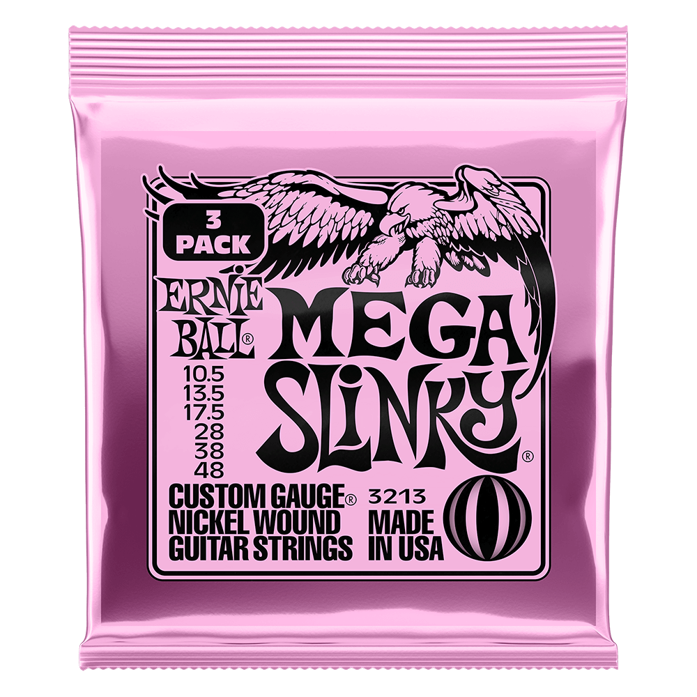 Ernie Ball Mega Slinky Nickel Wound Electric Guitar Strings 3-Pack 10.5-48