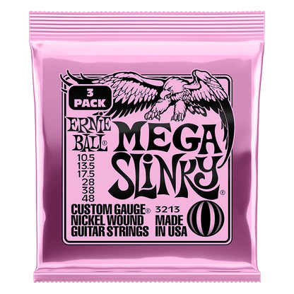 Ernie Ball Mega Slinky Nickel Wound Electric Guitar Strings 3-Pack 10.5-48