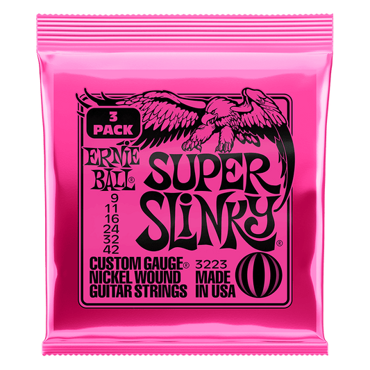 Ernie Ball Super Slinky Nickel Wound Electric Guitar Strings-9-42 Gauge, 3 Pack