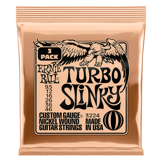 Ernie Ball Turbo Slinky Nickel Wound Electric Guitar Strings 3-Pack 9.5-46