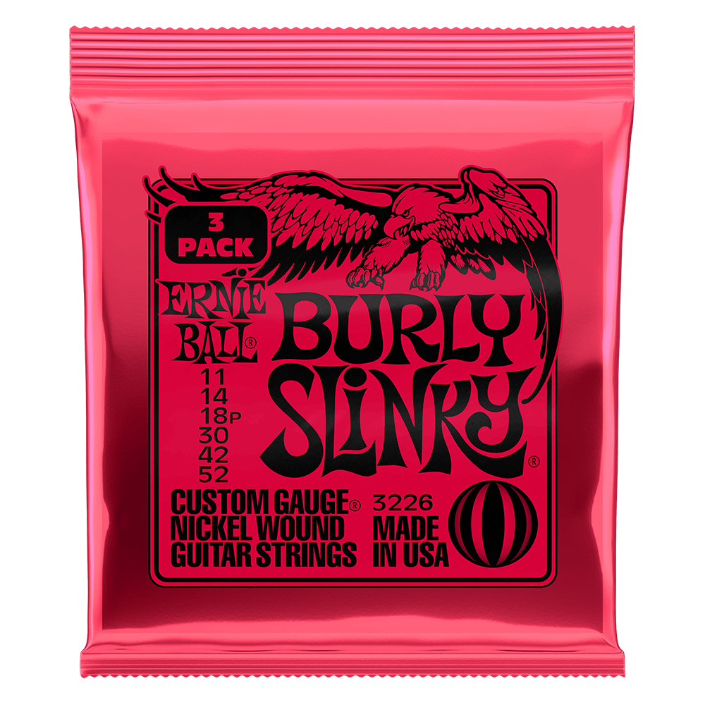 Ernie Ball Burly Slinky Nickel Wound Electric Guitar Strings 3-Pack 11 52
